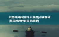 战国时间的|是什么意思|合纵联横 (战国时间的赵国是哪里)
